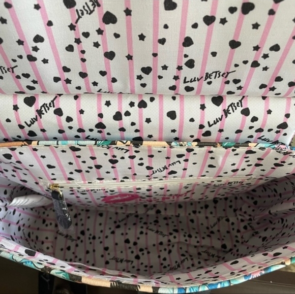 Betsey Johnson Floral Leopard Backpack - Blue and Tan - Picture 14 of 16